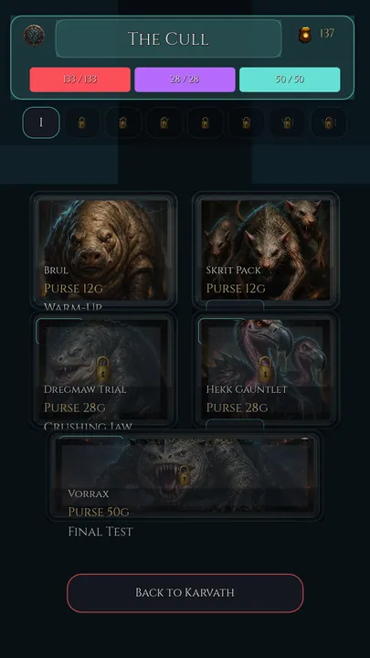 Opponent selection screenshot