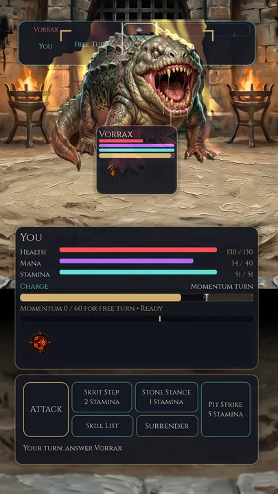 A huge arena beast faces the player in First Pit