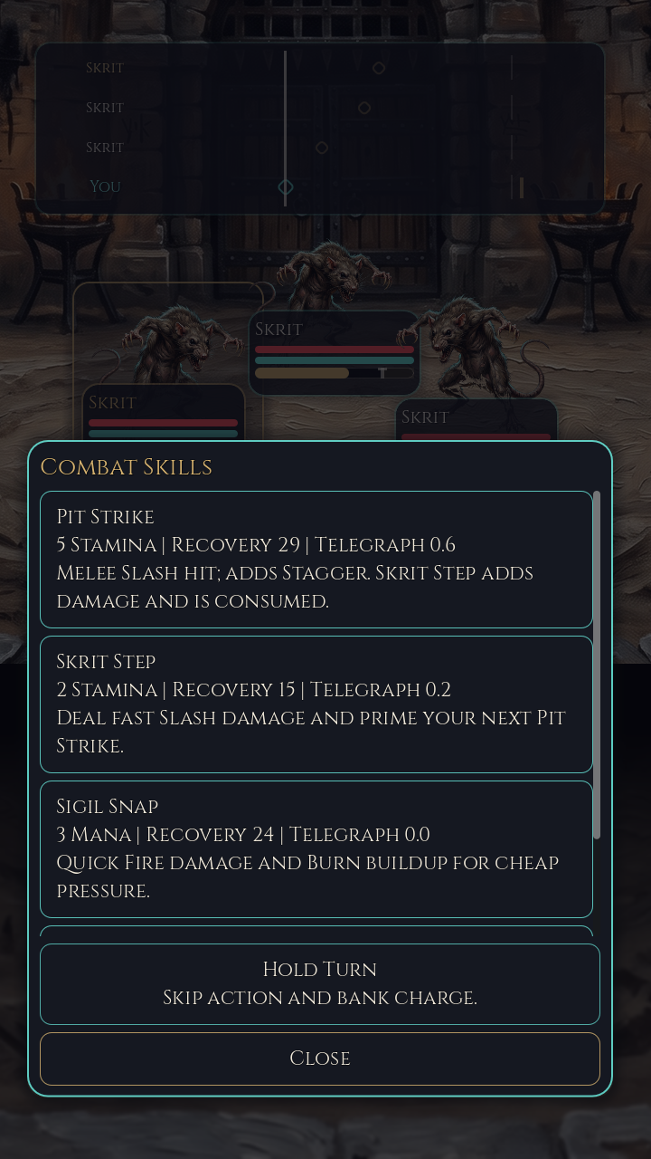 Combat skills screenshot