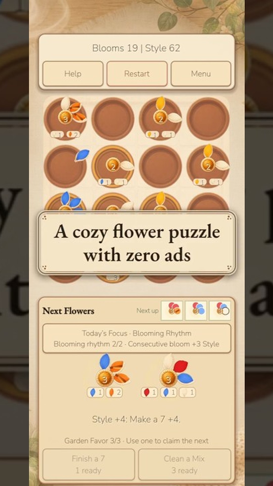 Petal Palette trailer still: colorful flower heads in garden trays