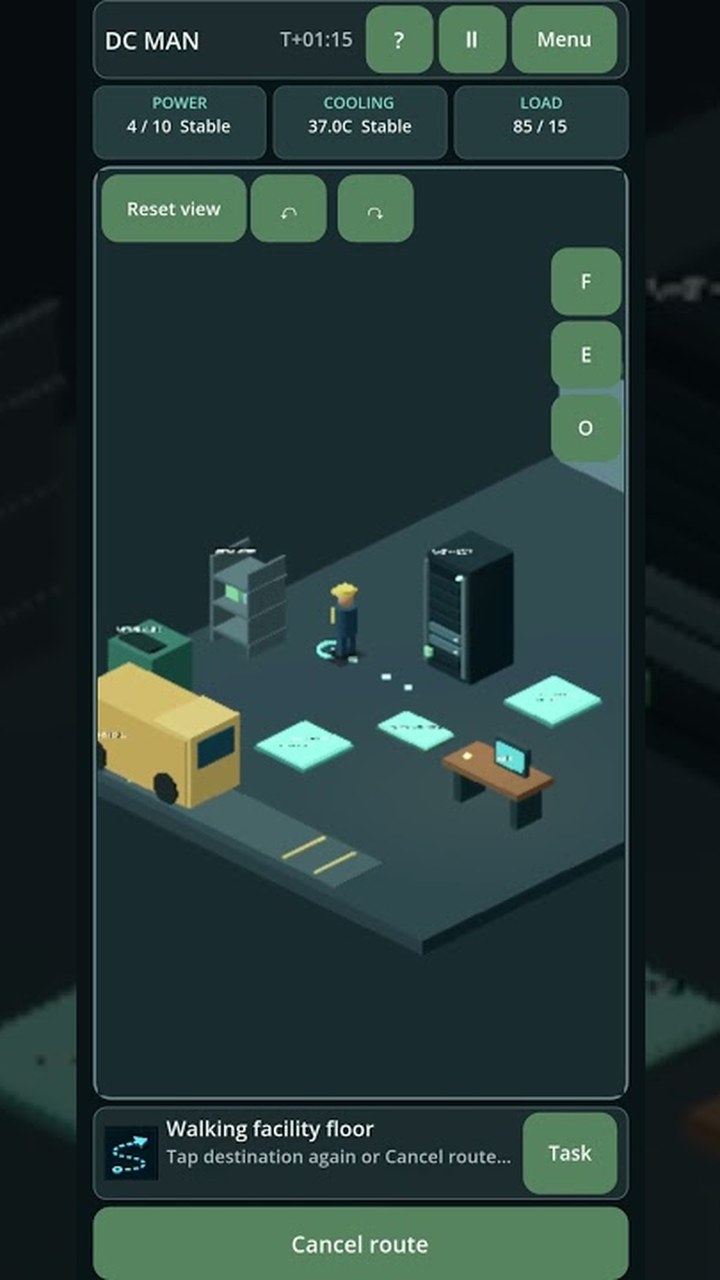 A mobile management game prototype shown on a phone-shaped play area