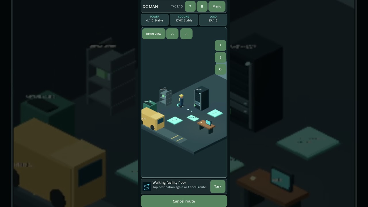 A mobile management game prototype shown on a phone-shaped play area