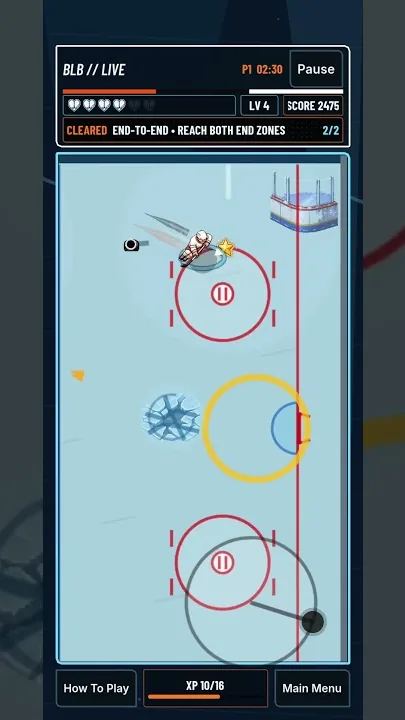Blue Line Breakout work-in-progress gameplay on a phone-shaped play area